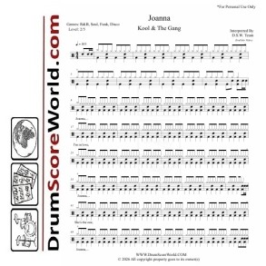 Kool & The Gang - Joanna - Drum Sheet